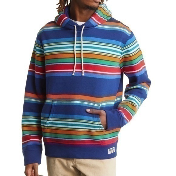 Polo Ralph Lauren Other - Polo Ralph Lauren Men Rainbow Color Striped Rope Drawstring Fleece Hoodie Size M